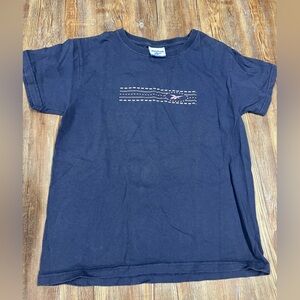 Vintage 90s Reebok navy blue tee with pink and white graphic